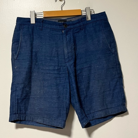 Club Monaco Maddox Fit Men’s Blue Linen-Blend Shorts Size 31 - Classic - Picture 4 of 10